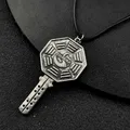 Classic Key Shape Pendant Necklace for Men Women Lost The Dharma Swan Octagon Symbol Necklace