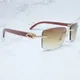 Rimless Wood Sunglasses Men Carter Buffalo Horn Sun Shade Craved Wood Sun Glasses Luxury Designer