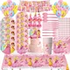 Princess Peach Girl birthday Party Decorations Paper Cups Plates Napkin Tablecloth Balloons For