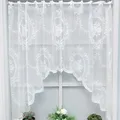 Nordic lace window screen curtain partition pull curtain white embroidered door curtain coffee