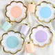 Petal-shaped Disposable Paper Plates Macaron Paper Plate Dessert Table Cake Plate Happy Brthday