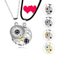 2pcs Creative Magnetic Couple Pendant Necklace for Women Men I Love You Sun Moon Hug Heart Choker