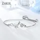 ZAKOL Fashion Cat Charm Chain Bracelet for Women Girls Simple Silver Color Adjustable Bracelet