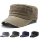 New Washed Cotton Flat Top Military Cap Adjustable Outdoor Fisherman Caps Women Men Cadet Army Cap