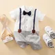 Short Sleeve 0-18 months Gentleman Tie Outfit Handsome Jumpsuit Spring and Autumn Baby Boys Suits