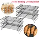 Stainless Steel 3 Layer Foldable Non Stick Wire Grid Baking Tray Cake Cooling Rack Oven Pizza Bread