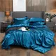 Four Pieces Bed Set Luxury Mulberry Silk Duvet Cover Bedding Sheet 2 Pillowcases Set Solid Color 25