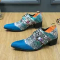 Scarpe eleganti da uomo nuove con punta a punta moda blu tacchi alti scarpe in pelle da uomo scarpe