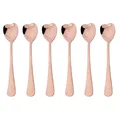 6Pcs Rose Gold Heart Shape Coffee Spoon Dessert Sugar Stirring Spoons Teaspoon Dinnerware Stainless