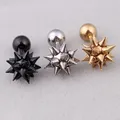Coreano moda rivetto punta cono Spike Ball orecchini a bottone in acciaio al titanio Cool Punk