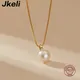 Jkeli Real 925 Sterling Silver Round Pearl Box Chain Choker Necklace For Women Party Cute Fine