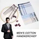 10Pcs Cotton Handkerchiefs Soft Stripe Checkered Pattern Pocket Square Hankies Gentleman for Men