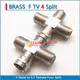 TV F 4 Way Splitter Adapter Socket F Male to 3 Way F Female + Type plug Nickel Plated RF Video