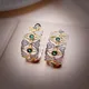 Huitan Two Tone Hoop Earrings with Green/White CZ Luxury Trendy Women Ear Accessories Wedding Party