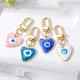 Lucky Turkish Heart Evil Eye Enamel Pendant Keychains Blue Eye Keyring School Bag Car Key Jewelry