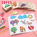 20Pcs Wooden Drawing Stencil Kit Kids Drawing Board Toys Coloring Puzzle Craft Montessori