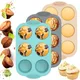 3 Pcs Silicone Muffin Pan 6-Cavity Baking Tray Non-Stick Temperature Resistant Muffin Baking Mold