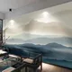 Custom 3d wallpaper new Chinese Zen ink landscape painting abstract oil painting blue sea gilded