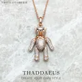 Necklace Rose Gold Teddy Bear Summer Brand New Cute Fine Jewelry Europe 925 Sterling Silver Gift For