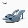 TRAF Denim tacchi sandali pantofole da donna 2023 moda tacchi alti scarpe da donna Sexy décolleté