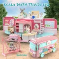 Koala Tour Bus Dollhouse Miniature Diary Pretend Play House Kids Toys Doll House Accessories And