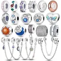 Clasp Clip Silver Plated Safety Chain Clip Charms Star Beads Stopper fit Original MULA Charm