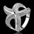 Anello da dito argentato per le donne moda Unisex gioielli alla moda stella marina forma di stella