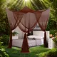 Luxurious Four-Door Big Bedroom Decor Mosquito Net Canopy - King/Queen Double Size Fashion Coffee
