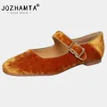 JOZHAMTA taglia 33-42 scarpe ballerine di lusso da donna in vera pelle punta tonda tacchi bassi per