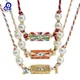 Lucky Eye Imitation Pearl Briaded Rope Necklace Copper Colorful Evil Eye Pendant Necklace for Women