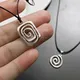 Vintage Spiral Vortex Pendant Necklace Hand-woven Leather Rope Necklace for Women Boho Goth Necklace