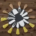 6-Piece Wooden Handle Stainless Steel Cheese Knife Cheese Knife Butter Knife Pizza Knife Cheese