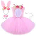 Flower Easter Bunny Tutu Dress for Baby Girls Rabbit Halloween Costume for Kids Toddler Animal