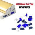 50pc USB Dust Plug Charger Port Cover Cap Female Jack Interface Universal Silicone Dustproof