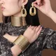 4pcs/set Vintage Leather African Jewelry Set Choker Necklace Bracelet Earrings Set For Women Collar