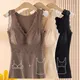 Thermal Vest with Padded Bra Women Warm Winter Tank Tops Stretch Velvet Thermo Camisole Lace