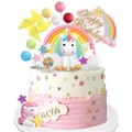 Unicorn Rainbow Cake Decorations with Rainbow Stars Unicorn Ballons Happy Birthday Cake Decorations