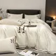 4 Pieces Satin Duvet Cover Full/Queen Size Luxury Silky Like Blush White Bedding Set Sheet with