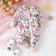 Baby Girls Newborn Romper 0-18 Months Toddler Clothes Infant Cute Floral Long Sleeve Zipper Opening