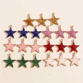 10pcs 16*18mm 7 Colors Shiny Glitter Stars Charms for DIY Jewelry Making Earrings Necklaces Pendants
