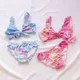 3-8Years Falbala Tie Dye Kids Girls Bandage Bikinis 2024 Gradient Summer Girls Kids Swimwear