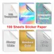 100 Sheets Glossy White Printable Vinyl Sticker Paper Waterproof A4 Transparent Copy Paper DIY