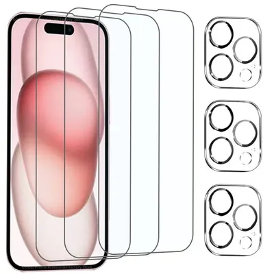 3Pcs Screen Protectors for IPhone 12 13 15 Pro Max Mini Camera Lens Protector for IPhone 11 14 Pro MAX Full Cover Tempered Glass