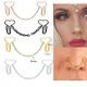 Faux Body Piercing Jewelry New Arrival Nose Bridge Non Piercing Nose Clip Ring With Chain Stainless
