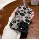 Fashion Black Rose Flower Phone Case For iPhone 15 11 12 13 Pro Max Soft Silicone Leather Cases For