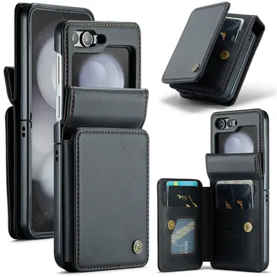 EUCAGR Luxury Magnetic Wallet PU Leather Case For Samsung Galaxy Z Flip 5 6 7 Card Solt Holder Pocket Cover For Galaxy Z Flip7 5