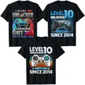 Livello 10 sbloccato fantastico dal 2014 t-shirt da gioco di 10th Birthday Video Gamer 10 anni