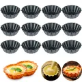 12Pcs Pan Mold Tart Quiche Flan Cake Non-stick Pie Pizza Mold Cupcake Egg Tart Tartlet Baking Mold