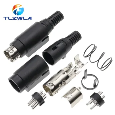 10PCS DIN 3/4Pin Male DC Power Plug 3/4P Dual Power Supply S Terminal Connector Adapter for TFT LCD Flatscreen TV