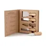 4pcs/6pcs Oak Cheese Knife Set Cheese Knife and Butter Knife Kraft Paper Box Packaging Cheese Tools
